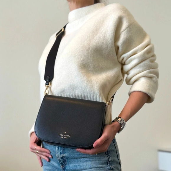 NEW Kate Spade bag crossbody black leather gold-tone hardware NWT - Picture 3 of 12